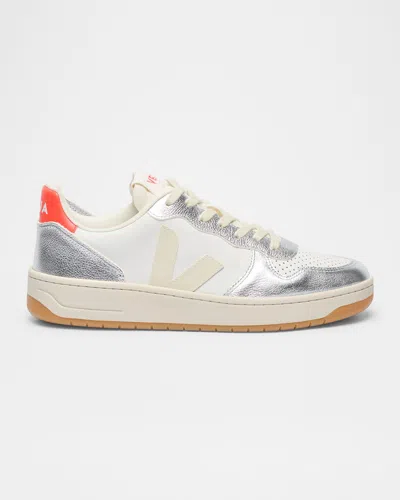 Veja Leather Sneakers With Perforated Design And Rubber Sole In White