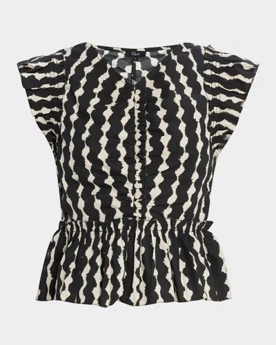 Rails Cali Flutter-sleeve Peplum Blouse In Black