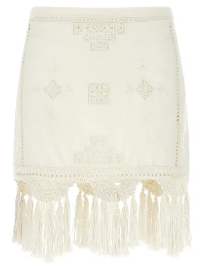 Isabel Marant White Cotton Sandals Mini Skirt In Neutral