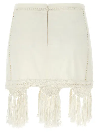 Isabel Marant White Cotton Sandals Mini Skirt In Neutral