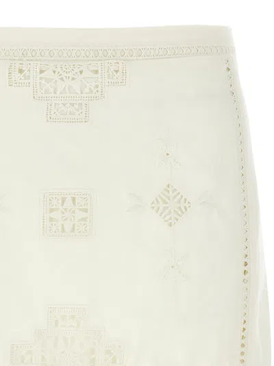 Isabel Marant White Cotton Sandals Mini Skirt In Neutral