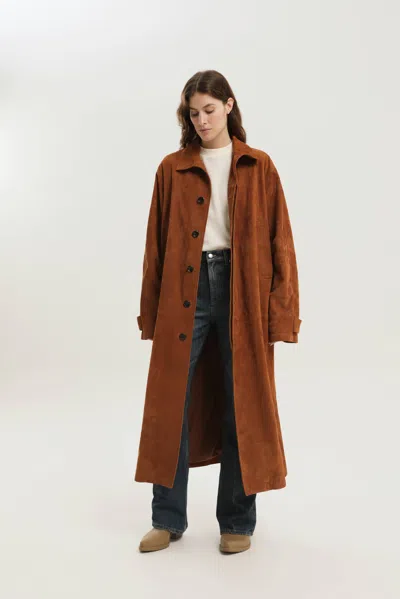 1989 Studio Leather Ribbed Makintosh In Brown