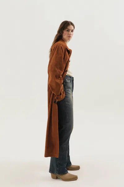 1989 Studio Leather Ribbed Makintosh In Brown