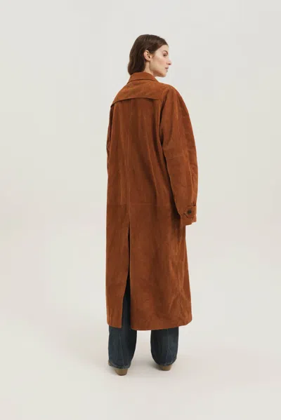 1989 Studio Leather Ribbed Makintosh In Brown