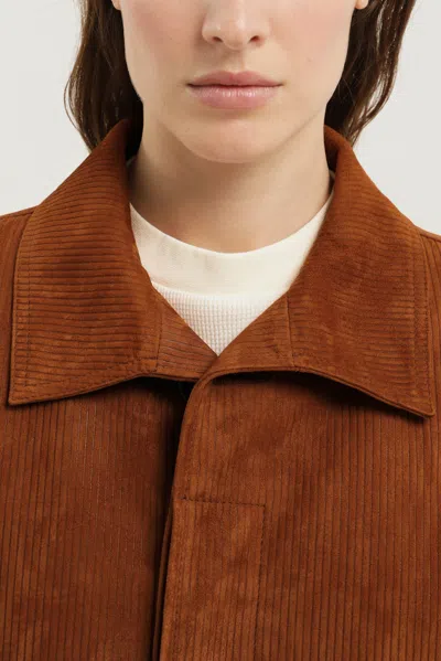 1989 Studio Leather Ribbed Makintosh In Brown