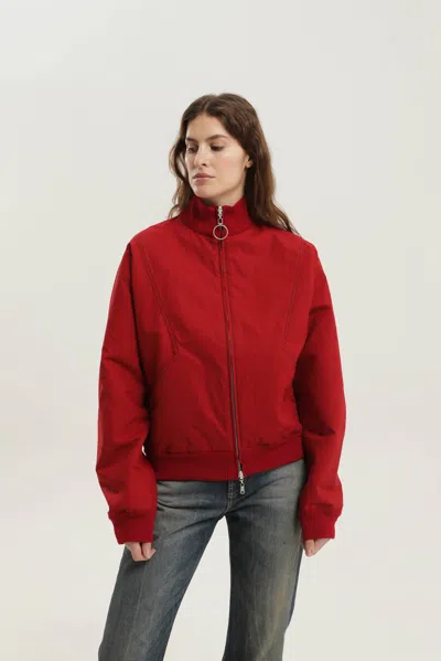 1989 Studio Reversible Jacket Ribbed Collar Cuffs Side Pockets In Red
