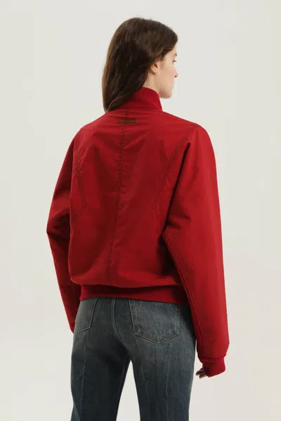 1989 Studio Reversible Jacket Ribbed Collar Cuffs Side Pockets In Red