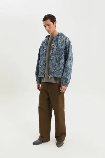 1989 Studio Hooded Zip-up Coat With Drawstring And Pockets In Blue