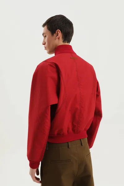 1989 Studio Reversible Jacket Ribbed Collar Cuffs Side Pockets In Red
