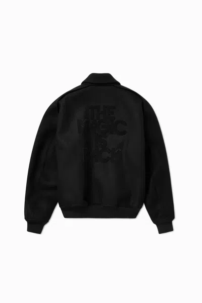 1989 Studio Wool Bomber With Embroidered Back And Pockets In Black