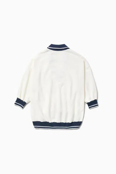 1989 Studio V-neck Sweatshirt Contrasting Collar In White