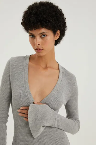 1989 Studio Light Grey Waffle Body V-neck In Gray