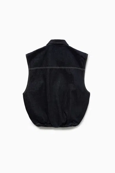 1989 Studio Dark Washed Denim Vest With Hidden Buttoning In Black