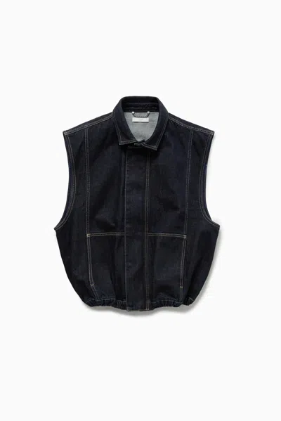 1989 Studio Dark Washed Denim Vest With Hidden Buttoning In Black