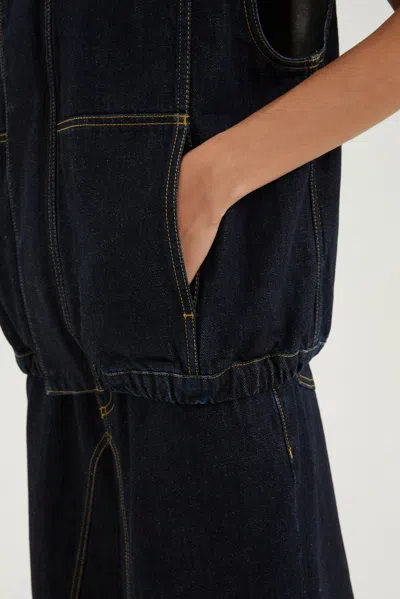 1989 Studio Dark Washed Denim Vest With Hidden Buttoning In Black