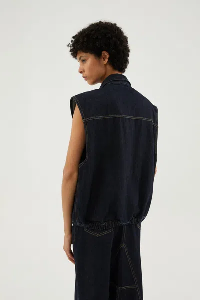 1989 Studio Dark Washed Denim Vest With Hidden Buttoning In Black