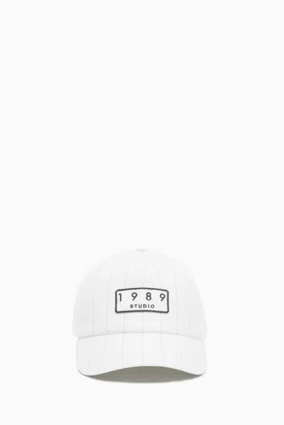 1989 Studio Striped Baseball Patch Cap In White