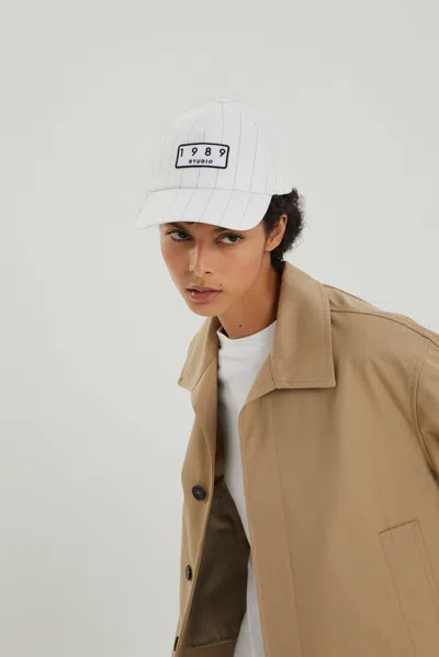 1989 Studio Striped Baseball Patch Cap In White