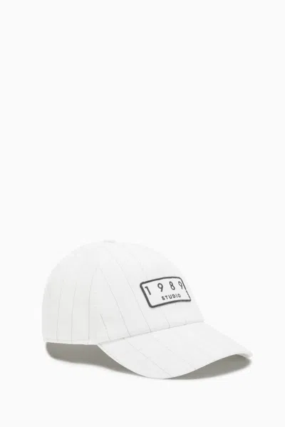 1989 Studio Striped Baseball Patch Cap In White