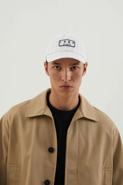 1989 Studio Striped Baseball Patch Cap In White