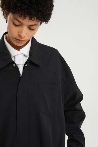 1989 Studio Dark Blue Short Trench Jacket In Black