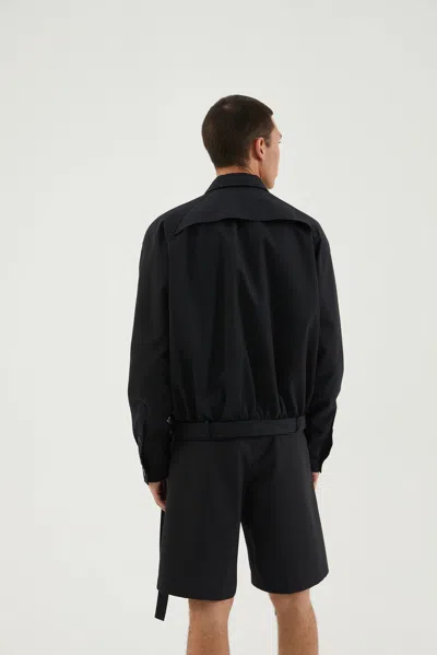 1989 Studio Dark Blue Short Trench Jacket In Black