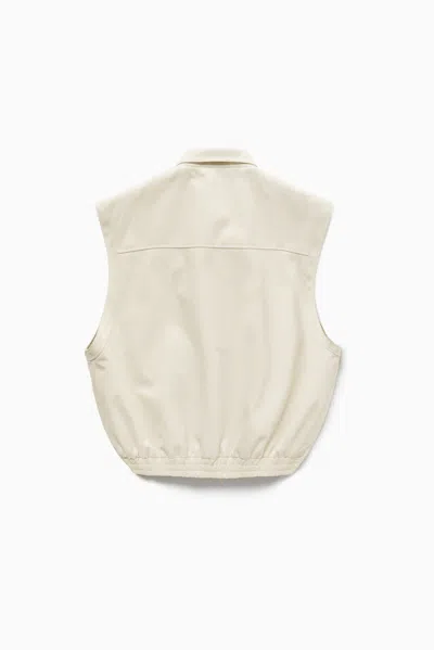1989 Studio Light Cream Gabardine Zip Up Vest In Neutral