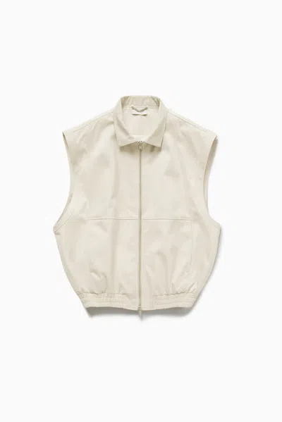 1989 Studio Light Cream Gabardine Zip Up Vest In Neutral
