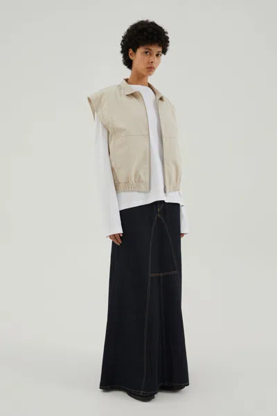 1989 Studio Light Cream Gabardine Zip Up Vest In Neutral