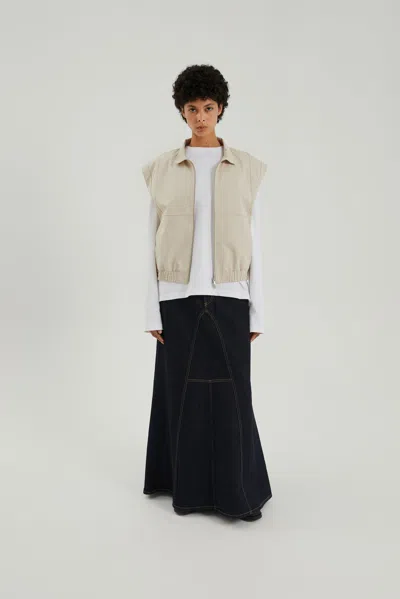 1989 Studio Light Cream Gabardine Zip Up Vest In Neutral