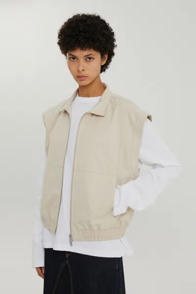 1989 Studio Light Cream Gabardine Zip Up Vest In Neutral
