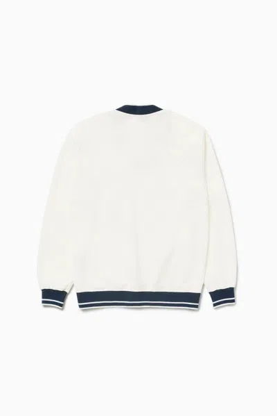 1989 Studio V-neck Sweatshirt Contrast Trim In White