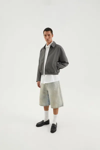 1989 Studio Lightweight Cotton Overshirt Jacket With Zip Closure In Gray