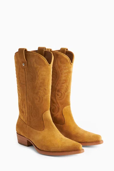 1989 Studio Brown Cowboy Boots In Yellow