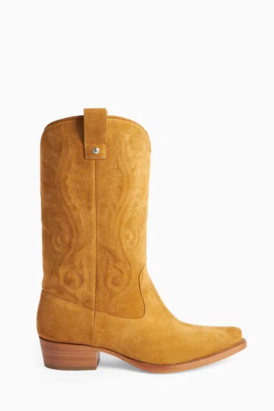 1989 Studio Brown Cowboy Boots In Yellow