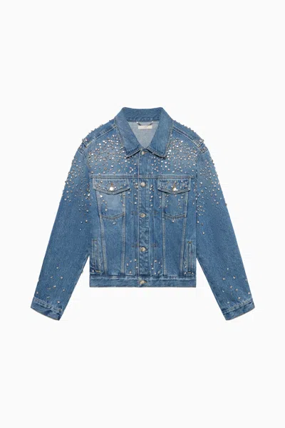 1989 Studio Denim Trucker Jacket Crystals Blue In Light Blue