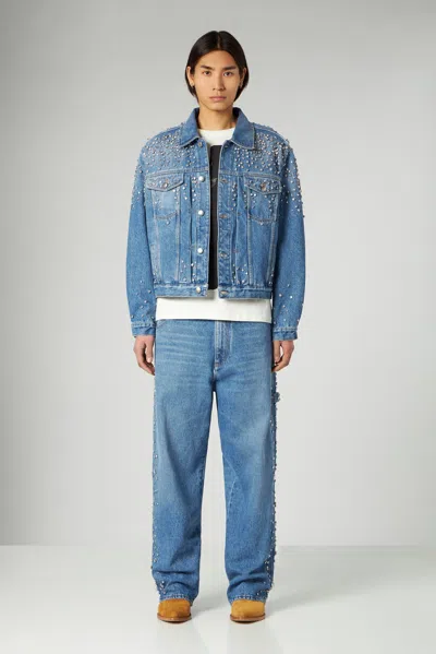 1989 Studio Denim Trucker Jacket Crystals Blue In Light Blue