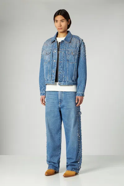 1989 Studio Denim Trucker Jacket Crystals Blue In Light Blue