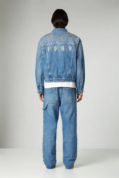 1989 Studio Denim Trucker Jacket Crystals Blue In Light Blue