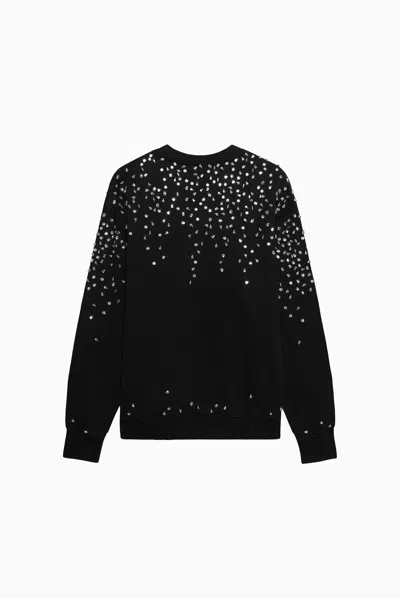 1989 Studio Crew Neck Brushed Cotton Sweatshirt With Rhinestones In Black
