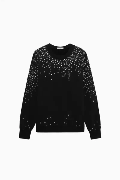 1989 Studio Crew Neck Brushed Cotton Sweatshirt With Rhinestones In Black