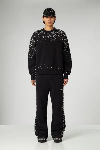 1989 Studio Crew Neck Brushed Cotton Sweatshirt With Rhinestones In Black