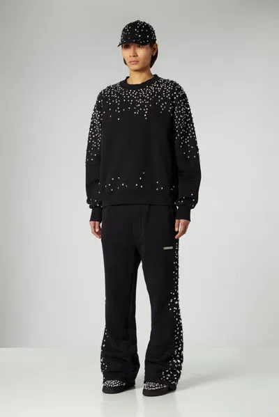 1989 Studio Crew Neck Brushed Cotton Sweatshirt With Rhinestones In Black