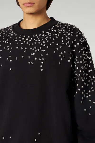 1989 Studio Crew Neck Brushed Cotton Sweatshirt With Rhinestones In Black