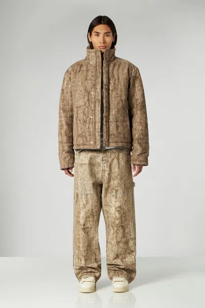 1989 Studio Flocked Fabric Padded Jacket With Embroidered Logo In Brown