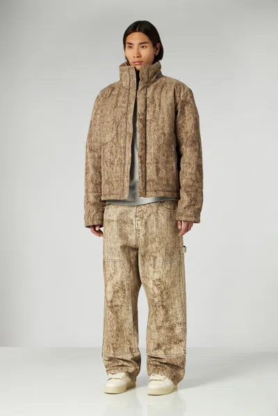 1989 Studio Flocked Fabric Padded Jacket With Embroidered Logo In Brown