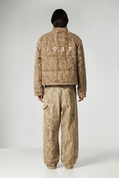 1989 Studio Flocked Fabric Padded Jacket With Embroidered Logo In Brown