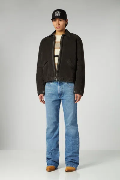 1989 Studio Suede Shearling Jacket With Embroidered Logo In Black