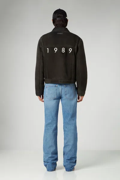 1989 Studio Suede Shearling Jacket With Embroidered Logo In Black