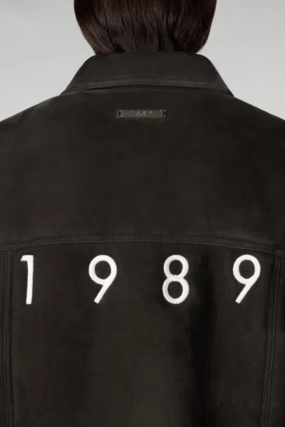 1989 Studio Suede Shearling Jacket With Embroidered Logo In Black
